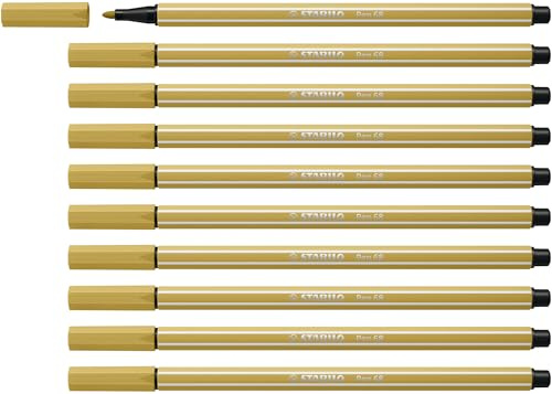 STABILO - Premium-Filzstift - Pen 68 | 10er Pack, khaki