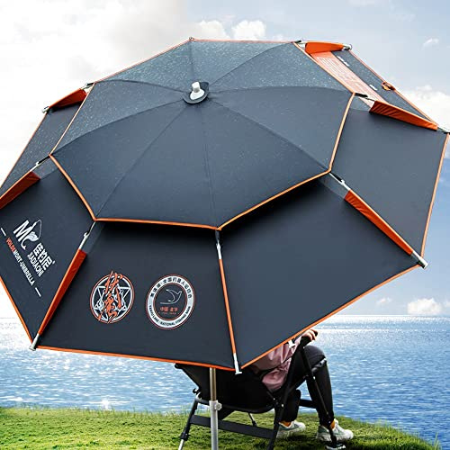 LISSY Windfest Strandschirm Im Freien 240cm, Sonnenschirm Angelschirm 360° Neigbarer, Großer Regenschirm Für Reise/Sport/Picknick, Sonnenschirm Wasserdicht UV Schutz (Size : 240cm/8ft)