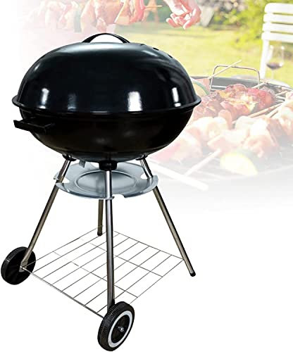 LMEIL Barbacoa de jardín Redonda de 22 Pulgadas, Barbacoa Redonda, Barbacoa portátil Plegable con Estante y Ruedas para jardín, Barbacoa, Picnic, Fiesta Familiar, Camping