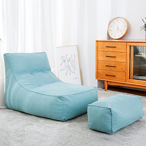 FBKPHSS Fodera per Pouf senza Imbottitura, Schiena Alta Copridivano per Divano Pigro con Rivestimento Poggiapiedi Lavabile Velluto Bean Bag Cover per Sala da Gioco,Light blue,100 * 75 * 75cm