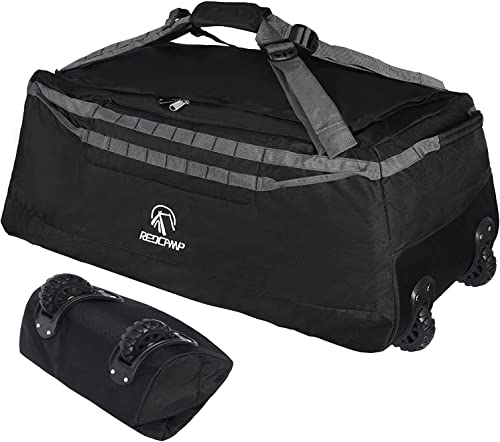 REDCAMP 140L Extra Große Reisetasche mit Rollen, Faltbare XXL Rucksack Sporttasche, Wochenend Handgepäck für Camping, 92x40x38cm, Schwarz