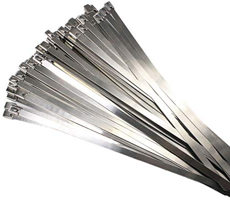 Aurorad 10Pcs SS304 Stainless Steel Cable Ties Width 10mm Self-locking Zip Exhaust Wrap Coated Metal Straps Marine Wiring Harness (Size : 10mm x 200mm)