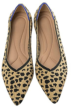MACHSWON Women’s Ballet Dressy Flats Pointed Toe Knit Dress Shoes Slip On Casual Foldable Ballerina Walking Shoes