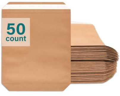 Elementree Small Recyclable Paper Mailers - 11 x 12.5 - 50 Count - Brown Expandable Envelopes & Shipping Bags - Made in the USA - Double-Walled Kraft Paper (00955)