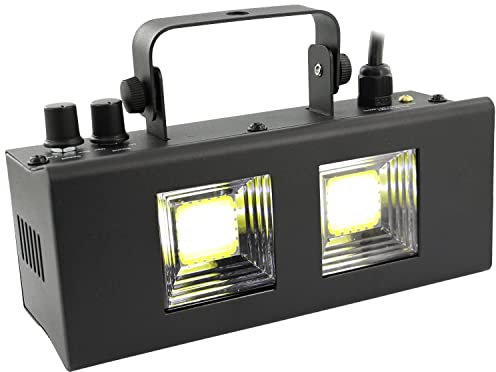 BoomToneDJ BoomTone DJ LED Strobe 2x20W Noir - Stroboscope à LED puissant effets de lumière époustouflant - Jeux de lumière soirée - Strobe DJ - Détection musicale - Flash intense - Eclairage Disco.