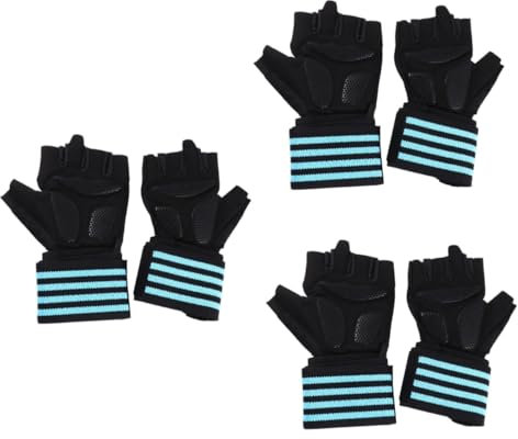 OSALADI 3paare Outdoor Sport Halbfinger Handschuhe Für Krafttraining Atmungsaktive Trainingshandschuhe Mit Handgelenkschutz Für Gewichtheben Fitness Blau