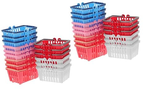 ibasenice 30pcs Small Shopping Basket Boys and Girls Storage Pretend Play Realistic Design Educational Toy Handle
