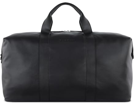 bugatti Corso Deluxe, Reisetasche aus echtem Leder, eleganter Weekender für Urlaub-Sport-Wochenende, in schwarz