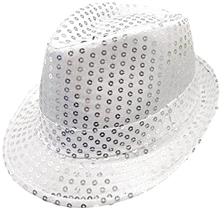 Geagodelia Damen Glitzer Hut Pailletten Mütze Kopfbedeckung für Party Disco Halloween Karneval Kostüm Fasching Accessoires Faschingshut Kostümzubehör Einheitsgröße