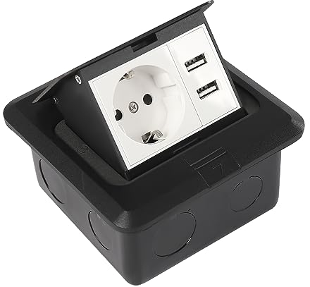 Bodensteckdose innen USB Einbausteckdose Küche, Bodeneinbausteckdose mit 2USB, Steckdose versenkbar fussbodensteckdose fußbodensteckdose, steckdose Arbeitsplatte, mit Soft-Pop-up-Funktion, IP44