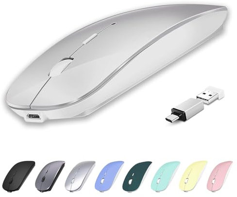Suteke Wireless Mouse USB C for MacBook Air Pro iMac Laptop, Type C Mouse Wireless Rechargeable Bluetooth Mouse Compatible with Surface Pro/Mac Book/Computer/Desktop, Cordless Travel Silent Mouse