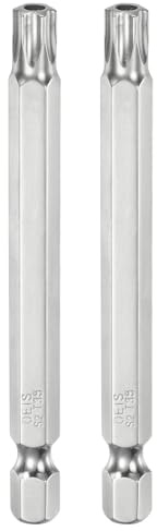 QUARKZMAN 2Pcs T35 Bit de Seguridad Torx 1/4 Vástago Hexagonal 3 Largo Acero S2 Magnético Resistentes a Manipulaciones Puntas de Estrella Destornillador Torx con Agujero de Conductor