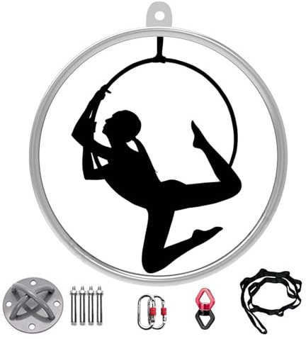 Aerial Hoop Ring Aerial Hoop-Deckenhalterung für Das Heim-Fitnessstudio, Lyra-Hoop-Set aus Edelstahl mit Zubehör, Yoga-Ring für Erwachsene Und Kinder für Fitness Im Fitnessstudio, 31/33/35/37/39(