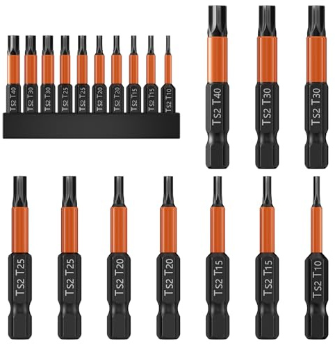 Newpop Bit Set(10Pcs), Torx Set, Bitsatz Lange Bits, Bitset 10 Stück Schraubendreher, T10, T15, T20, T25, T30, T40, für Computer Reparatur, Automobil Werkzeuge und Haushaltsgeräte