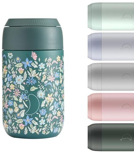Chilly's Serie 2 Isolierter Kaffebecher - Doppelwandige Tasse mit Deckel - BPA-Freier Edelstahl - Summer Sprigs, 340ml