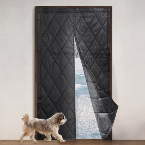 95 x 210 CM Magnetic Thermal Door Curtain, Novelfun Door Curtain for Winter Windproof Insulated Door Cover to Keep Warm and Self-Closing, NO Drilling or Tools Needed