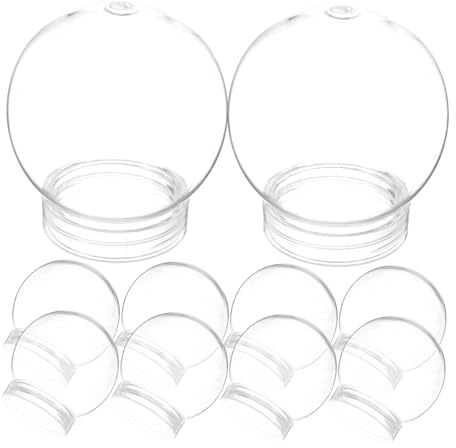 SHOWERORO 10pcs Snow Globe Empty Water Globes for Crafts Making Clear Plastic Sphere for Christmas Decoration Unbreakable and Lightweight for Holiday Projects