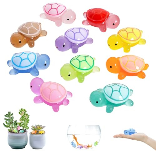 YALiya 4,6 cm Groß Groß Schildkröten aus Kunstharz, Mini Schildkröte | 10 leuchtende Schildkröten Harz Figuren, Harz schildkröten, für Topfdekoration Gartendeko Micro Landschaft Szenen Aquarien