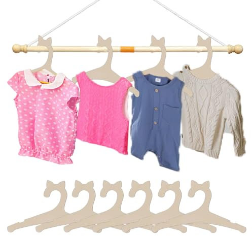 HJYDGJ 10 grucce in legno per bambini, per vestiti, pantaloni, grucce in legno per bambini, antiscivolo, per bambini