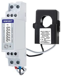 JXZDH Compteur d'énergie SDM120CT-MV+TU24 100A/0.1V CT, 1 Phase 2 Fils, 230V, RS485 Modbus, Mesure kwh,kvarh Hz, Compteur d'énergie sur Rail DIN, Mid