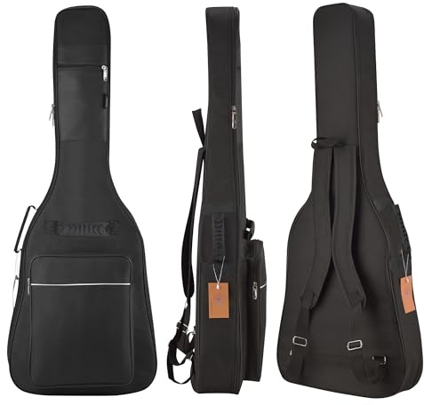 diboer Custodia per chitarra acustica da 104 cm, imbottitura spessa 0,8 cm, resistente all'acqua, doppia tracolla regolabile, custodia per chitarra da 101 cm, con gancio posteriore