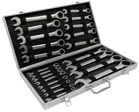 Tyvotrend Juego de 22 llaves de carraca, llaves combinadas con 22 llaves, llaves combinadas con caja organizadora, para casa, talleres de coche, 6-32 mm