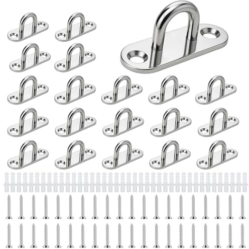 HavaCue 20 Stück M5 Augplatte Edelstahl 304, Augplatte mit Öse mit Schraube | 304 Edelstahl Decksplatte, Befestigungshaken für Hängende Gegenstände, Markisen, Deckplatten, Wand-Haken