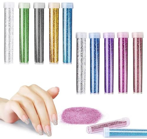Altaroo Glitzer 10 Farben, Glitzerpulver zum Basteln 5g, Glitzer Basteln, Glitzer Pulver zum Basteln für Nagelkunst, Körper, Harz, Gesicht, Nagel, Körper, Slime, Nägel und Geburtstagsfeier -je 5g