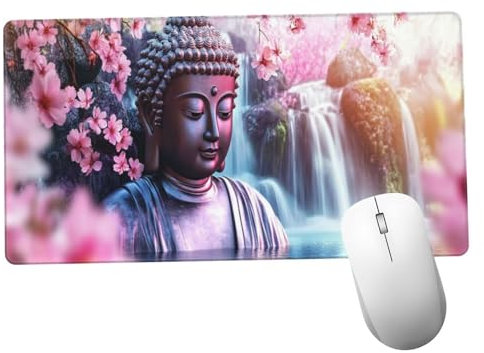 Buda Alfombrilla Ratón 1400x600x3mm Alfombrilla Raton XXL con Base de Goma Antideslizante, Accesorios Gaming Cascada, Ordenador Gamer Regalos, Mouse Pad Gaming Mejora La Precisión Y La Velocida Y1172