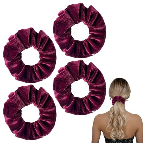Scrunchie with Zip, Hair Scrunchie with Money Hideaway Travel, Secret Compartment, Gadgets for Women, Beach Gadget Travel (Burgundy)