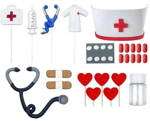 HiyyFloy Krankenschwester-kuchenaufsatz, Cupcake-aufsatz Für Krankenpflege, Abschluss-kuchendekoration, Arzt-partyzubehör Für Krankenschwester-Geburtstagsfeiern