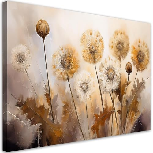 Feeby Leinwandbild - Bilder Wohnzimmer - Pusteblumen Pflanzen Blumen - 60x40 1tlg - Deko Schlafzimmer - Wanddekoration - Aesthetic - Groß Moderne Bild - Foto auf Leinwand