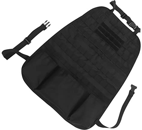 Auto Rücksitz Organizer aus Nylon in Schwarz mit Taschen | Elastische Kordeln, Gurte zur Befestigung, Erweiterbarer Stauraum für Mehrere Zubehörteile