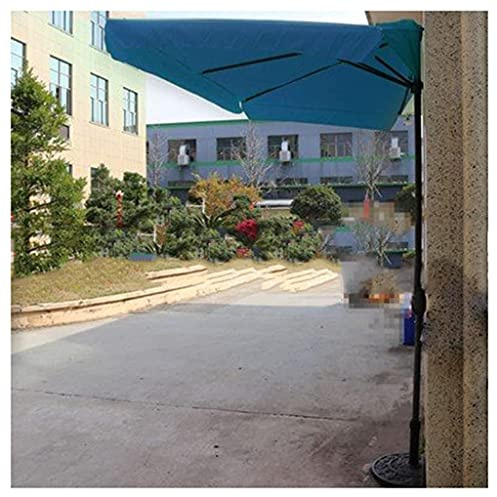 Square 230cm Waterproof Umbrella shallow Half with Crank Sun Protection, Small Parasol for Garden Deck Backyard Pool