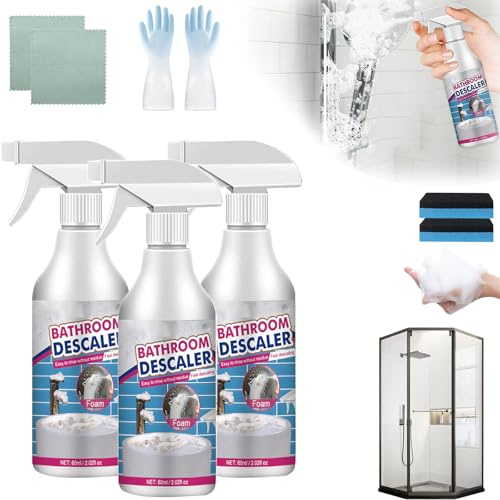 Stubborn Stains Cleaner, Bathroom Descaler Foam Spray, Bathroom Foam Cleaner, Powerful Yet Safe For Bathtub, Toilet, Glass, Faucet All Surfaces, Safe For Families (3PCS)