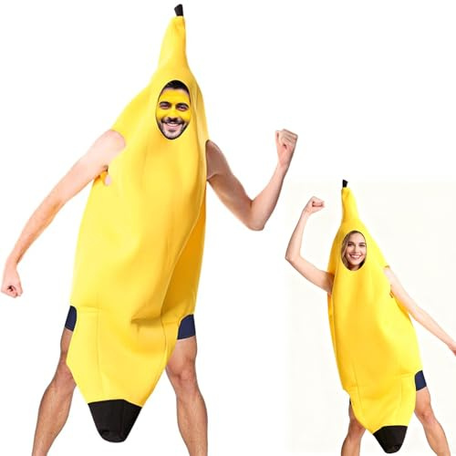 AURIVEE Banankostym för vuxna, unisex, en storlek, fruktkläder, frukt, utklädnad för halloween, karneval, cosplay