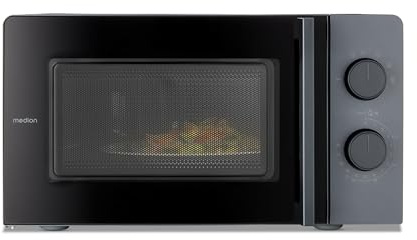 MEDION Micro-ondes compact MD12211 (17 L, 700 W, 5 niveaux, décongélation, minuterie, gain de place) [MODÈLE 2025]