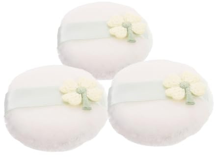 BAZEITFLOW Four Leaf Shamrock Powder Puff 3pcs Large 75x20mm Soft Fluffy Washable Makeup Applicator for Loose Powder and Foundation Facial Puff