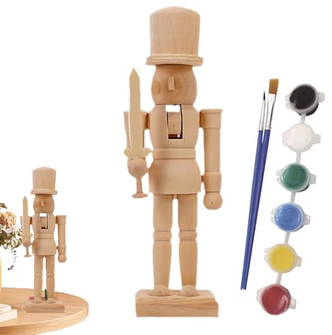 Genérico Pinta Tus Propias Figuras De Cascanueces, Madera 20x5.5cm, Soldado Cascanueces Navideño para, Soldado Cascanuecess De Madera Sin para Niños, Adultos Y Amigos