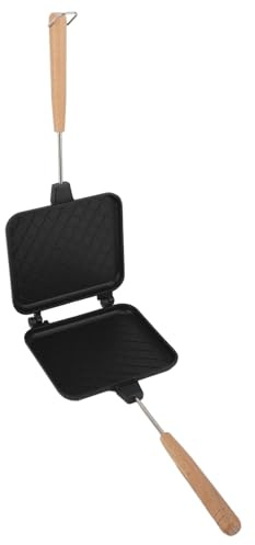 Yctze Padella a Doppia Faccia - Macchina in Alluminio con Rivestimento Antiaderente, Manici in Legno Fornelli a Gas e a Induzione, Bistecche e Panini Perfetti per Friggere, Uso Familiare, Facile da