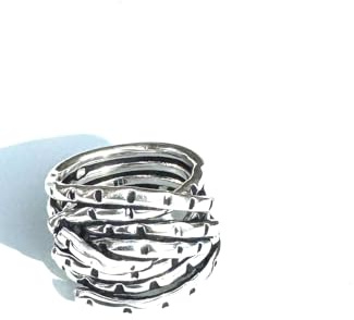 Ethnos Barcelona Bague Anneaux Entrelacés en Argent. Taille : 52