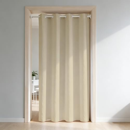 LONGCAO Cortinas Opacas 1 Pieza 70 x 200 cm Cortinas Termicas Aislantes Frio y Calor, Acusticas, Cortina Separador de Ambientes Blackout Curtains con Ojales para Salon Dormitorio, Caqui