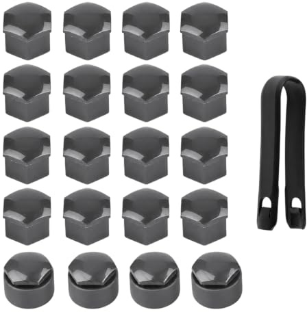 EUQWOSDD 20PCS 17mm Hex Wheel Nut Covers, Gray Locking Wheel Nut Caps with Anti-Theft Design, Universal ABS Wheel Bolt Protectors with Installation Tool