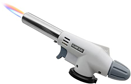 Docooler Quemador de antorcha de gas butano seguro giratorio de 360° para exteriores, encendido automático, camping, barbacoa, lanzallamas, encendedor de llamas