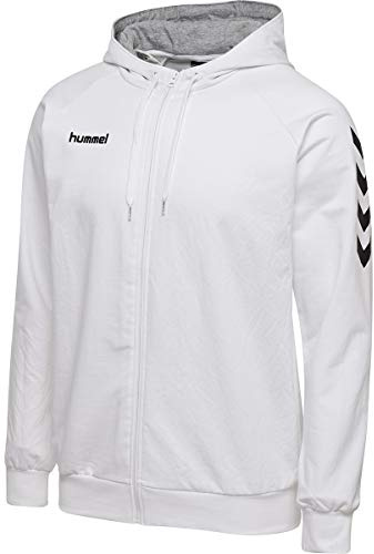hummel Hmlgo hoodie med dragkedja i bomullshuvtröja, vit, M EU