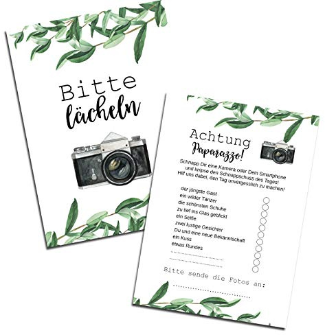 50 Karten Fotospiel Hochzeit Fotosafari Postkartenspiel Hochzeit Gastgeschenk Hochzeitsgäste (Eucalyptus)