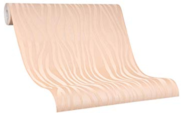 marburg Tapete Apricot Struktur Uni Streifen Zebra für Schlafzimmer Wohnzimmer oder Küche Made in Germany 10,05m x 0,53m 30404