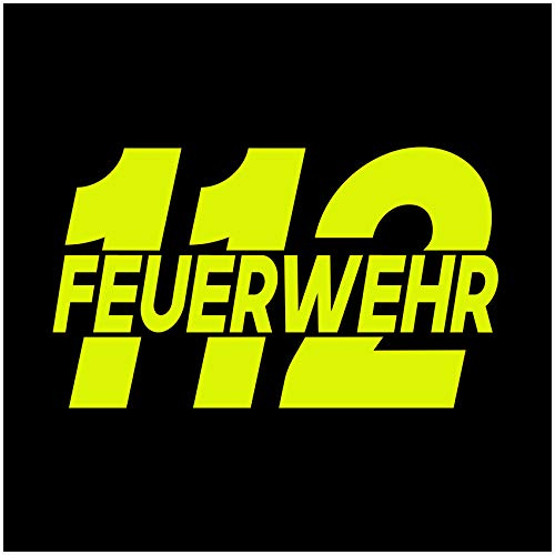 Autoaufkleber Feuerwehr 112 für Auto Motorrad Bus Boot Kfz Zubehör Sticker Selbstklebend Waschanlagenfest Löschen Bergen Feuer K087 (Neon Gelb)