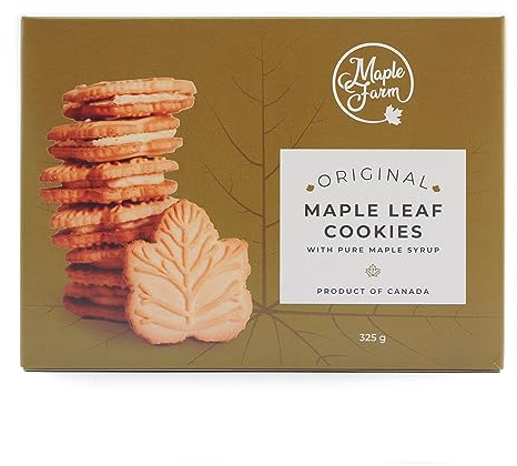 MapleFarm - Biscotti allo sciroppo d'acero - Maple leaf cookies - Prodotto in Canada - 325g