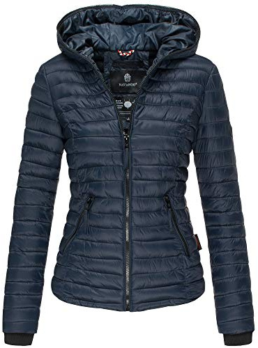 Navahoo Damen Übergangsjacke Steppjacke mit Kapuze gesteppt Farben XS-XXL Kimu (Navy, L)